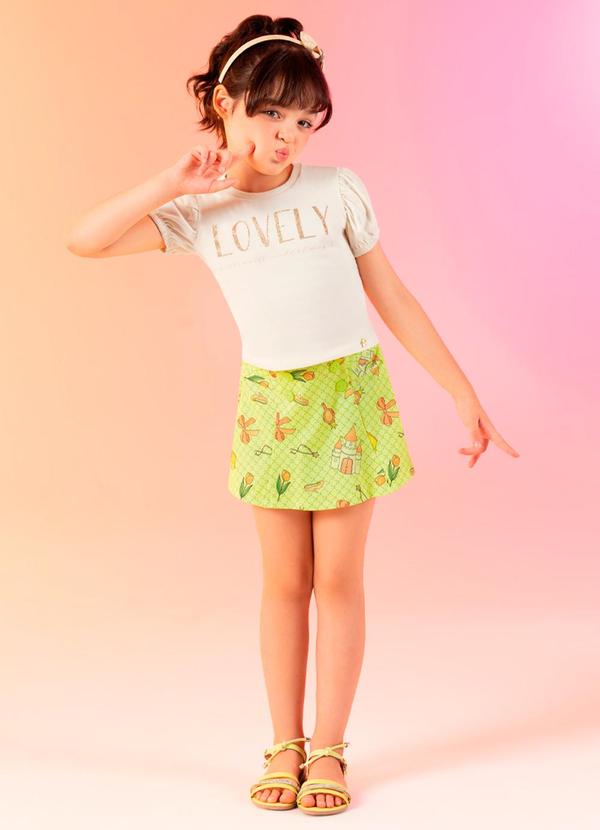 Cativa Kids - Conjunto Estampado com Glitter Bege
