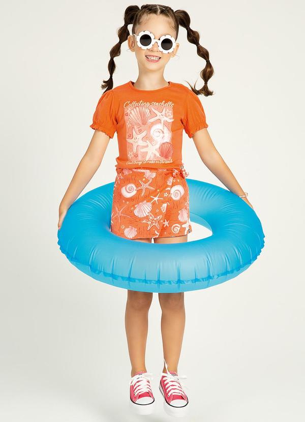 Cativa Kids - Conjunto Estampado Fundo do Mar Laranja