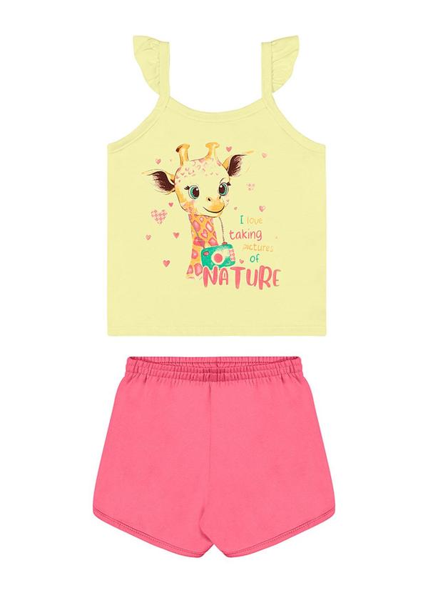 Alenice - Conjunto Estampado Girafa Menina Amarelo 1