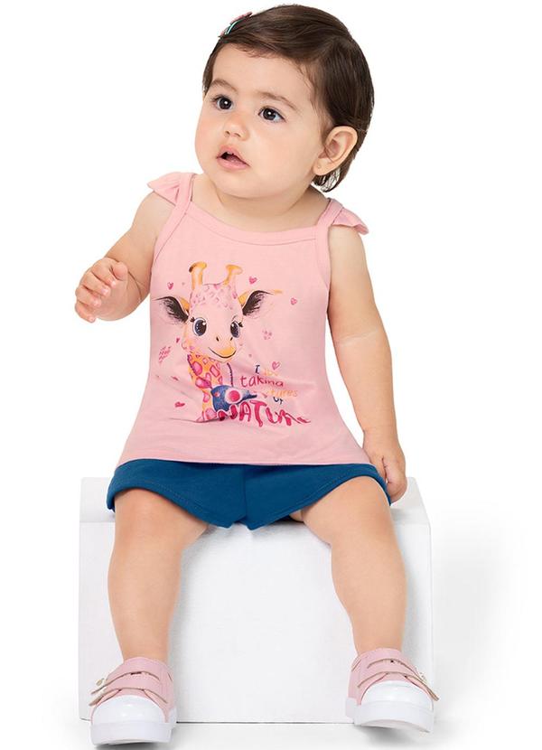 Alenice - Conjunto Estampado Girafa Menina Rosa 