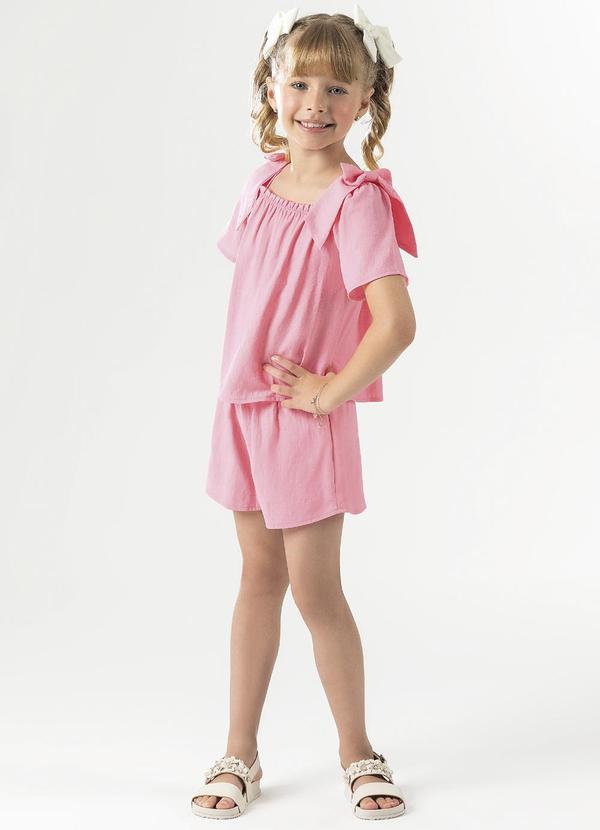 Cativa Kids - Conjunto Estiloso com Laço Rosa