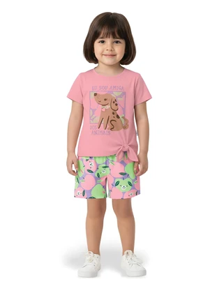 Malwee Kids - Conjunto Eu Sou Amiga dos Animais Rosa Claro - MALWEE KIDS