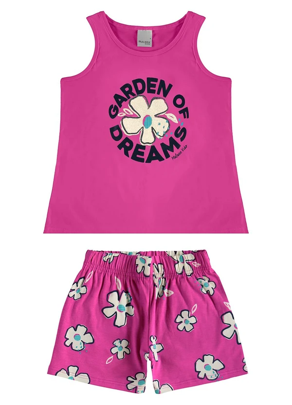 Malwee Kids - Conjunto Everyday Amazing com Glitter Rosa Escuro