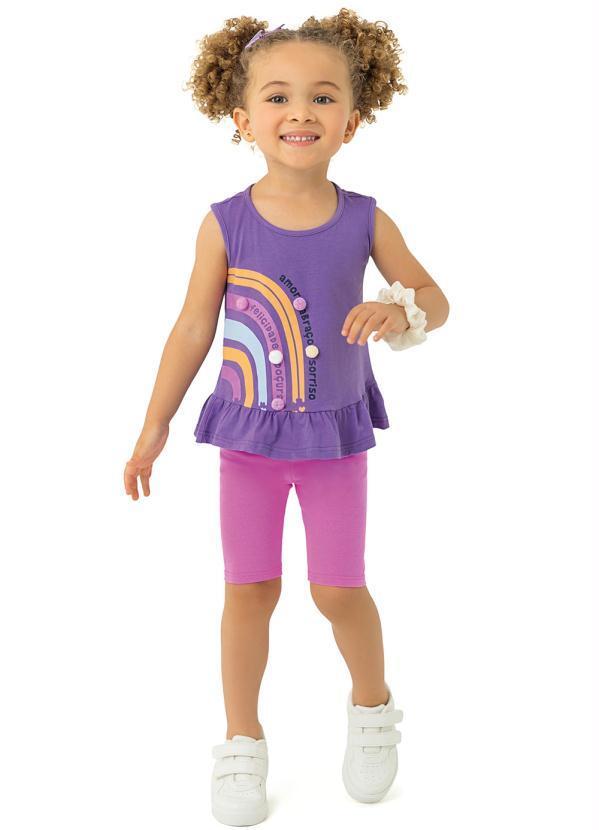 Malwee Kids - Conjunto Felicidade Menina com Pompom Lavanda