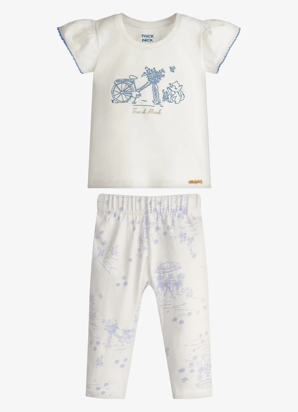 Trick Nick - Conjunto Feminino Blusa com Legging Bege