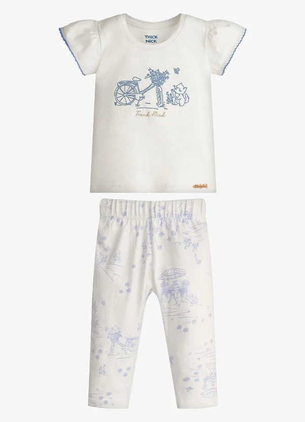 Trick Nick - Conjunto Feminino Blusa com Legging Bege