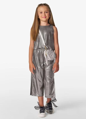 Trick Nick - Conjunto Feminino Blusa com Pantacourt Cinza - TRICK NICK