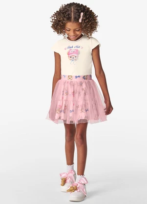 Trick Nick - Conjunto Feminino Blusa com Saia Bege - TRICK NICK