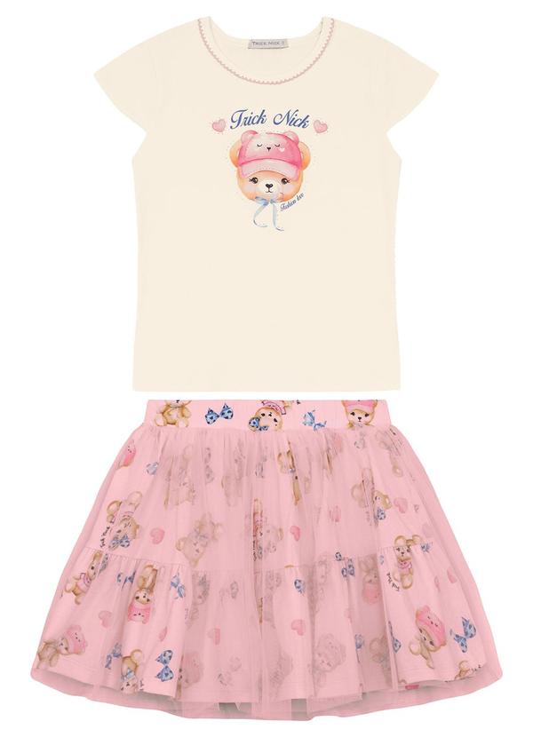 Trick Nick - Conjunto Feminino Blusa com Saia Bege 2