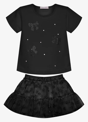 Trick Nick - Conjunto Feminino Blusa com Saia Preto - TRICK NICK