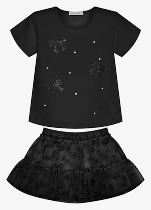 Trick Nick - Conjunto Feminino Blusa com Saia Preto - TRICK NICK
