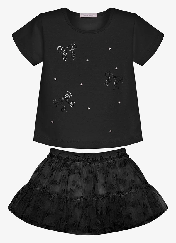 Trick Nick - Conjunto Feminino Blusa com Saia Preto
