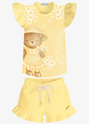 Trick Nick - Conjunto Feminino Blusa com Shorts Amarelo - TRICK NICK