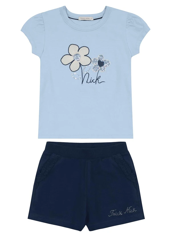 Trick Nick - Conjunto Feminino Blusa com Shorts Azul 2