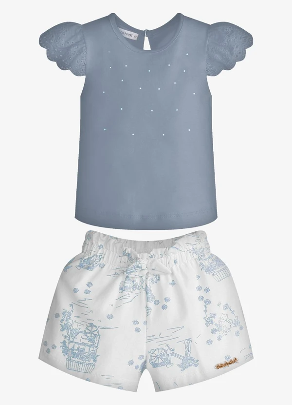 Trick Nick - Conjunto Feminino Blusa com Shorts Azul