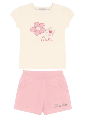 Trick Nick - Conjunto Feminino Blusa com Shorts Bege - TRICK NICK