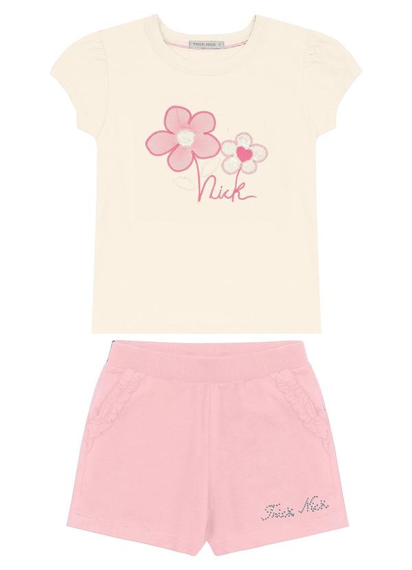 Trick Nick - Conjunto Feminino Blusa com Shorts Bege