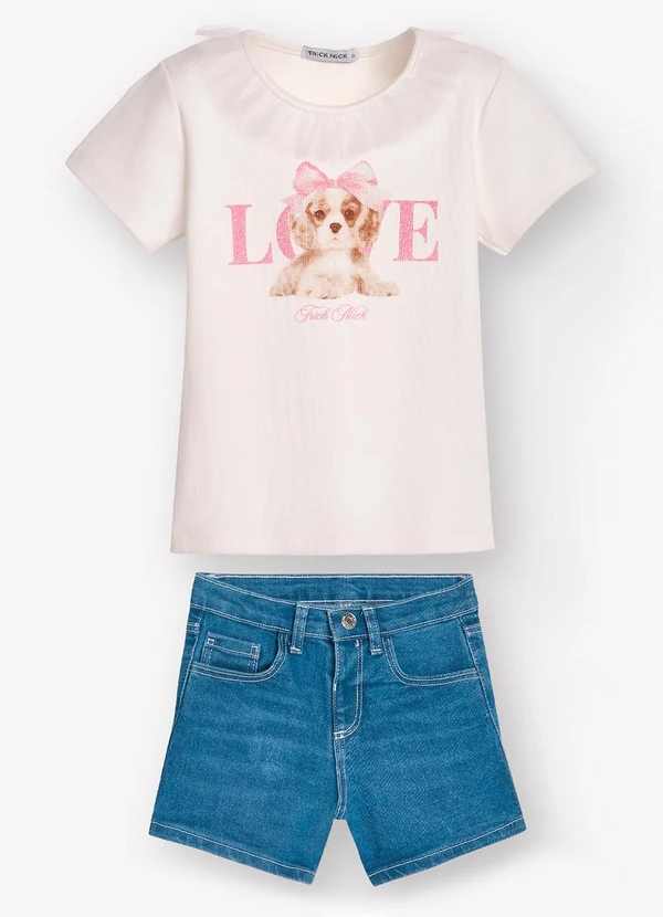 Trick Nick - Conjunto Feminino Blusa com Shorts Bege 6