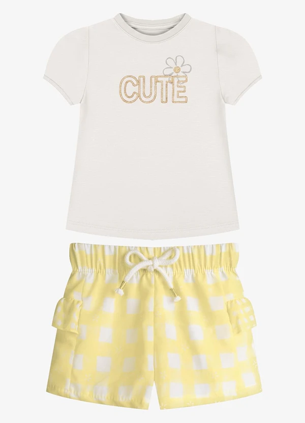 Trick Nick - Conjunto Feminino Blusa com Shorts Bege