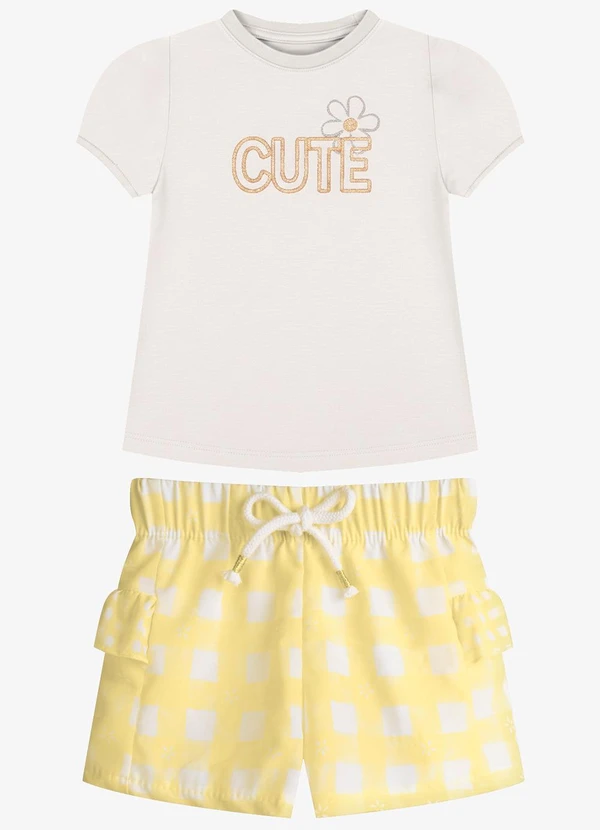 Trick Nick - Conjunto Feminino Blusa com Shorts Bege