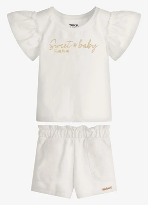 Trick Nick - Conjunto Feminino Blusa com Shorts Bege - TRICK NICK