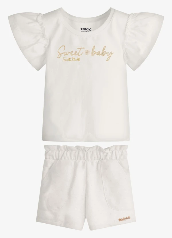 Trick Nick - Conjunto Feminino Blusa com Shorts Bege