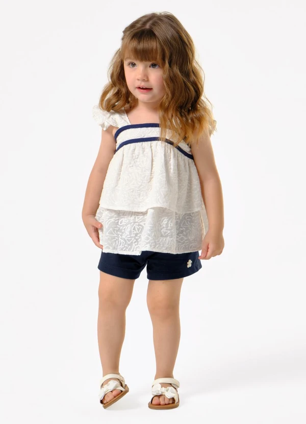 Trick Nick - Conjunto Feminino Blusa com Shorts Bege