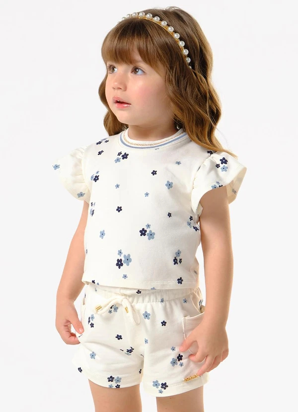 Trick Nick - Conjunto Feminino Blusa com Shorts Bege