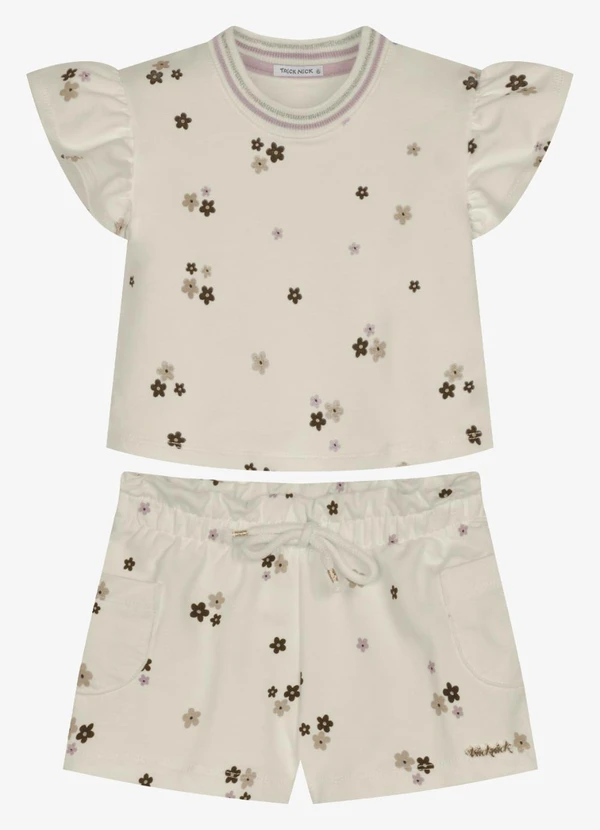 Trick Nick - Conjunto Feminino Blusa com Shorts Bege