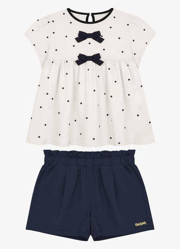Trick Nick - Conjunto Feminino Blusa com Shorts Bege