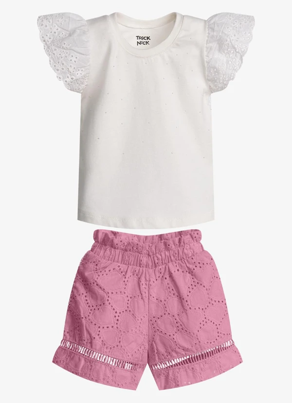 Trick Nick - Conjunto Feminino Blusa com Shorts Bege