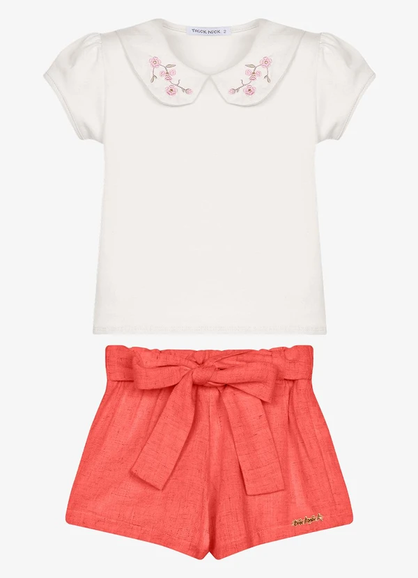 Trick Nick - Conjunto Feminino Blusa com Shorts Bege