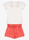 Trick Nick - Conjunto Feminino Blusa com Shorts Branco - variação: Bege