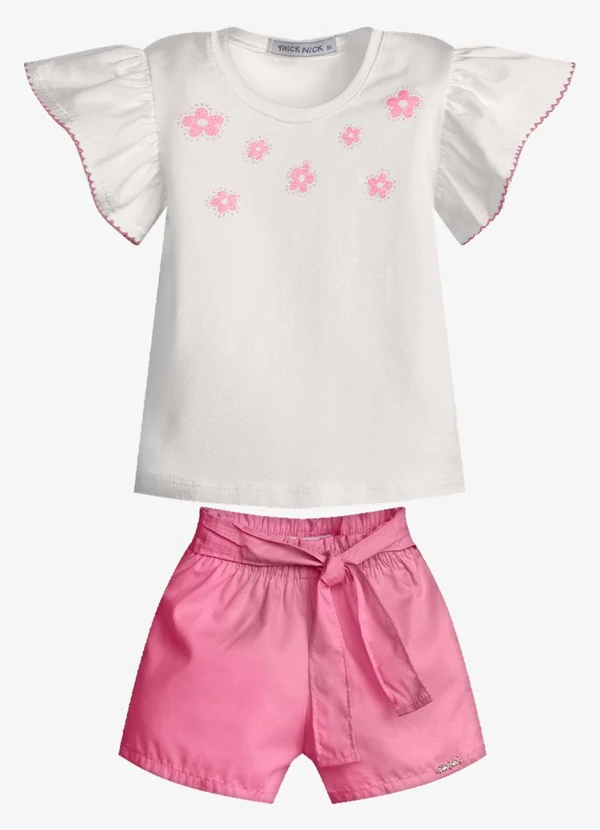 Trick Nick - Conjunto Feminino Blusa com Shorts Bege