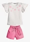 Trick Nick - Conjunto Feminino Blusa com Shorts Bege - variação: Bege