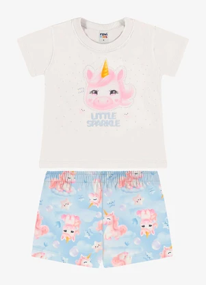 Rovi Kids - Conjunto Feminino Blusa com Shorts Bege - ROVI KIDS