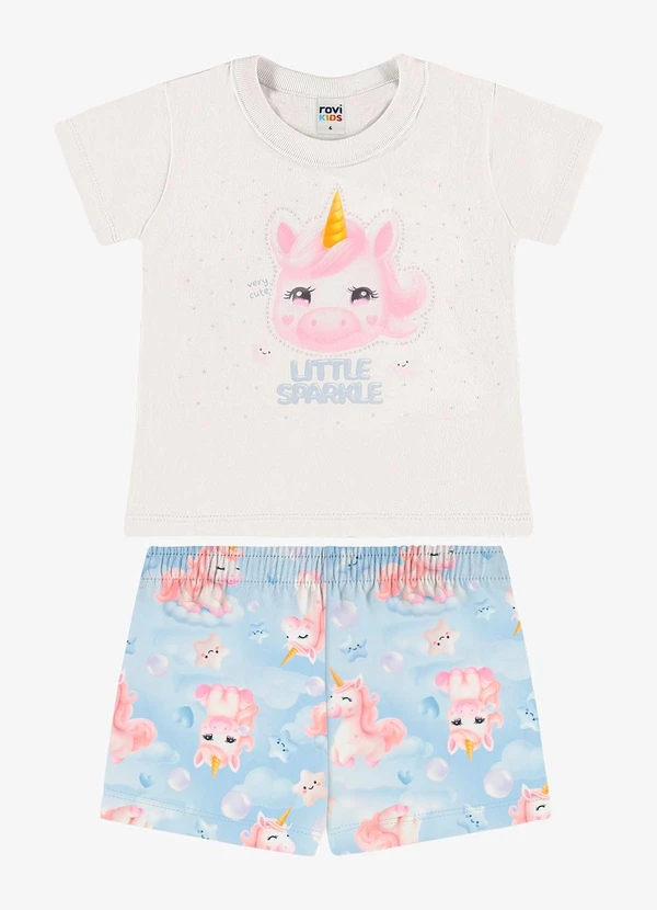 Rovi Kids - Conjunto Feminino Blusa com Shorts Bege