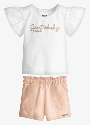 Trick Nick - Conjunto Feminino Blusa com Shorts Branco - TRICK NICK