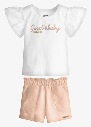 Trick Nick - Conjunto Feminino Blusa com Shorts Branco - TRICK NICK