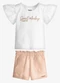 Trick Nick - Conjunto Feminino Blusa com Shorts Bege - variação: Branco
