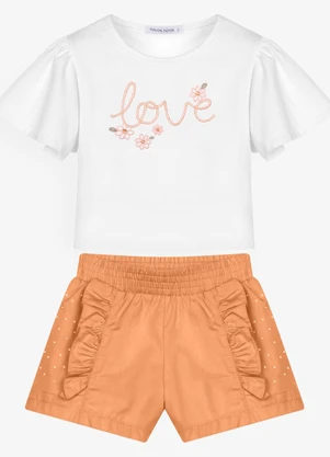 Trick Nick - Conjunto Feminino Blusa com Shorts Branco - TRICK NICK
