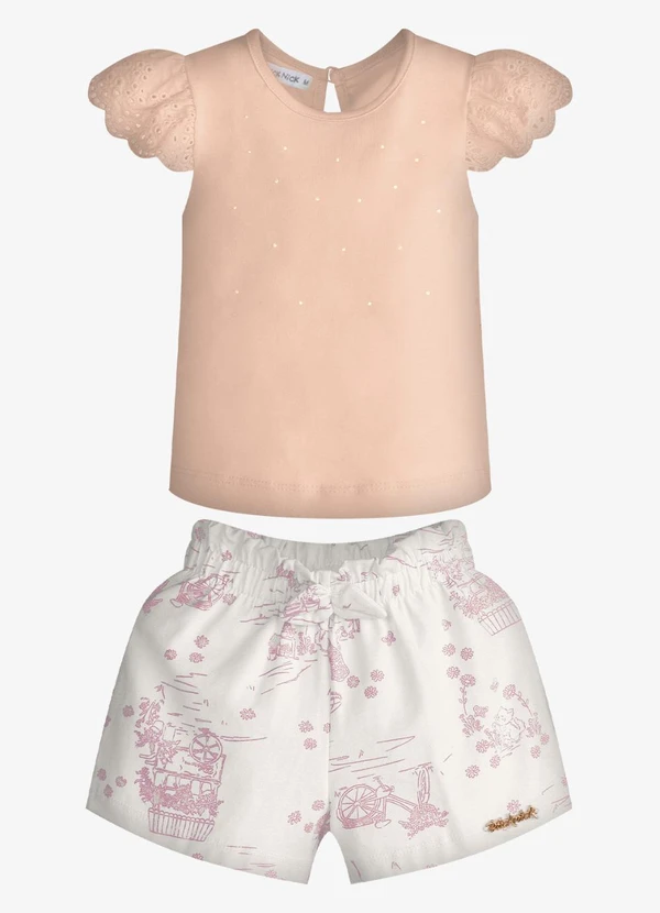 Trick Nick - Conjunto Feminino Blusa com Shorts Rosa