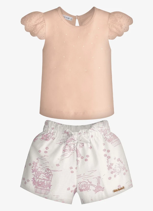 Trick Nick - Conjunto Feminino Blusa com Shorts Rosa