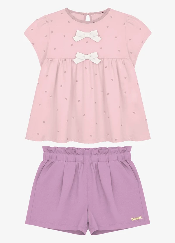 Trick Nick - Conjunto Feminino Blusa com Shorts Rosa