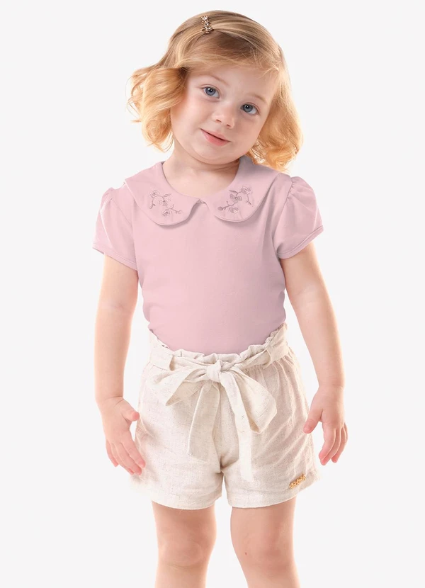 Trick Nick - Conjunto Feminino Blusa com Shorts Rosa