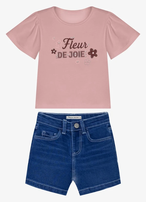 Trick Nick - Conjunto Feminino Blusa com Shorts Rosa