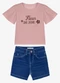 Trick Nick - Conjunto Feminino Blusa com Shorts Bege - variação: Rosa