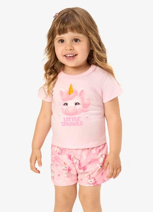 Rovi Kids - Conjunto Feminino Blusa com Shorts Rosa - ROVI KIDS