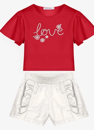 Trick Nick - Conjunto Feminino Blusa com Shorts Vermelho - TRICK NICK