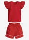 Trick Nick - Conjunto Feminino Blusa com Shorts Bege - variação: Vermelho